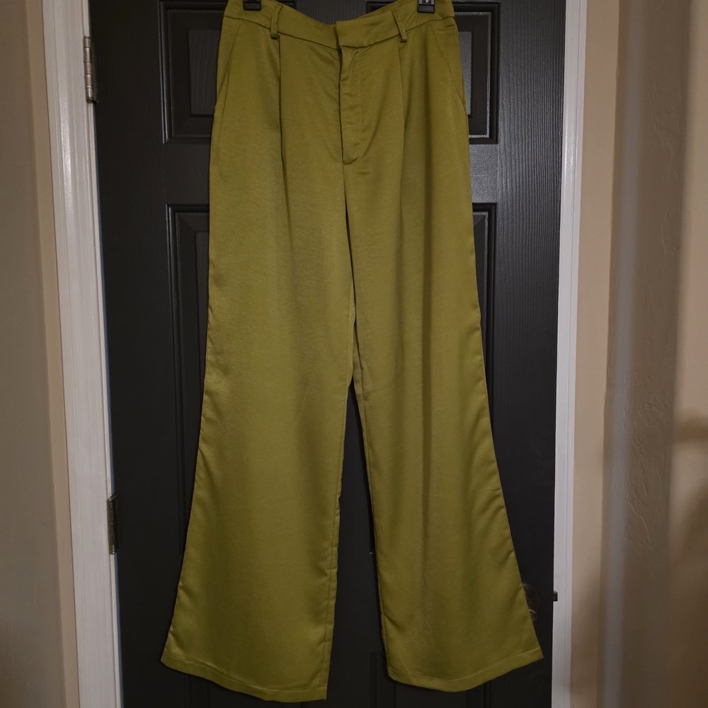 SHEIN Olive Green Wide-Leg Women's Dress Pants